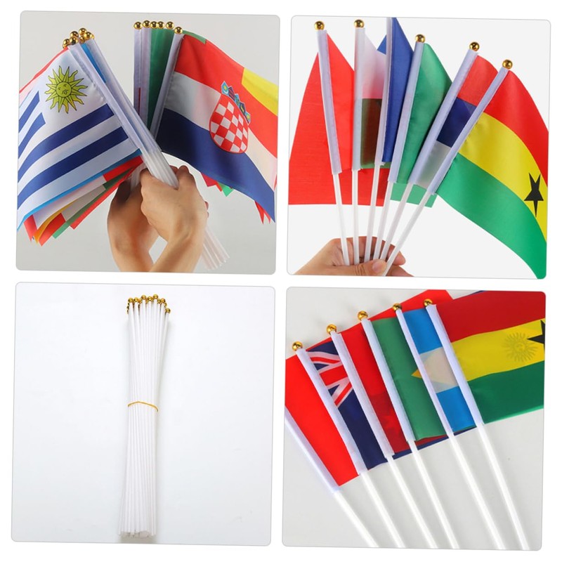 KONTONTY DIY Flagpole 100pcs Plastic Flag Sticks Handheld Flagpoles for