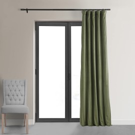 HPD Half Price Drapes Signature Velvet Thermal Blackout Curtains for Living Room 120 Inch Long (1 Panel) Rod Pocket Insulated Blackout Curtains for Bedroom Window Curtains, 50W x 120L, Hunter Green