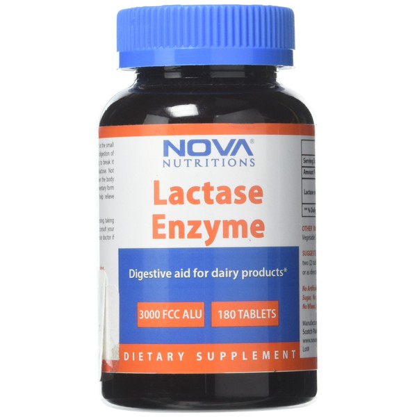 Nova Nutritions Lactase Enzyme 3000 FCC ALU 180 Tablets