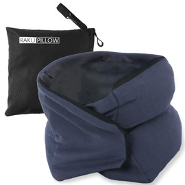 RAKUPILLOW Neck Pillow, Supportive, Easy to Carry, Renewal Edition, Compact (Navy)