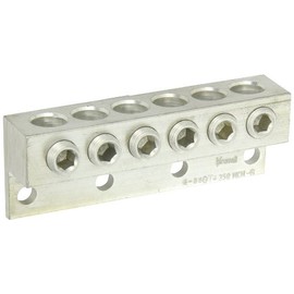 Dual Rated Transformer Lug, 350 MCM - 6 AWG Wire Range, 0.375" Mouting Hole, 3/8" Hex Size, 4.66" Width, 1.25" Height, 2.25" Length