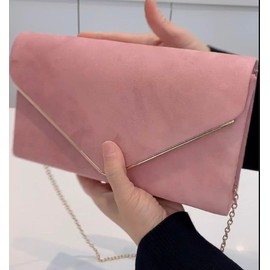 LeahWard Women's Clutch Bag Wedding Evening Handbags Suede Night Out Purse 1616 (Blush)