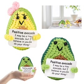 CJAPGJW Avocado Cuddly Toy, Pack of 2 Hand Knitted Avocado Dolls, Lucky Charm Exam and Motivational Gifts, Knitted Doll Gifts for Adults and Children (Green and Yellow)
