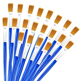 cobee 20 Pieces Wide Flat Brushes, Brush Set Flat Touch Up Brush Small Artist Brush Set Acrylic Painting Brushes for Details and Art Painting Nylon Hair Artist Brush Set (7 mm)