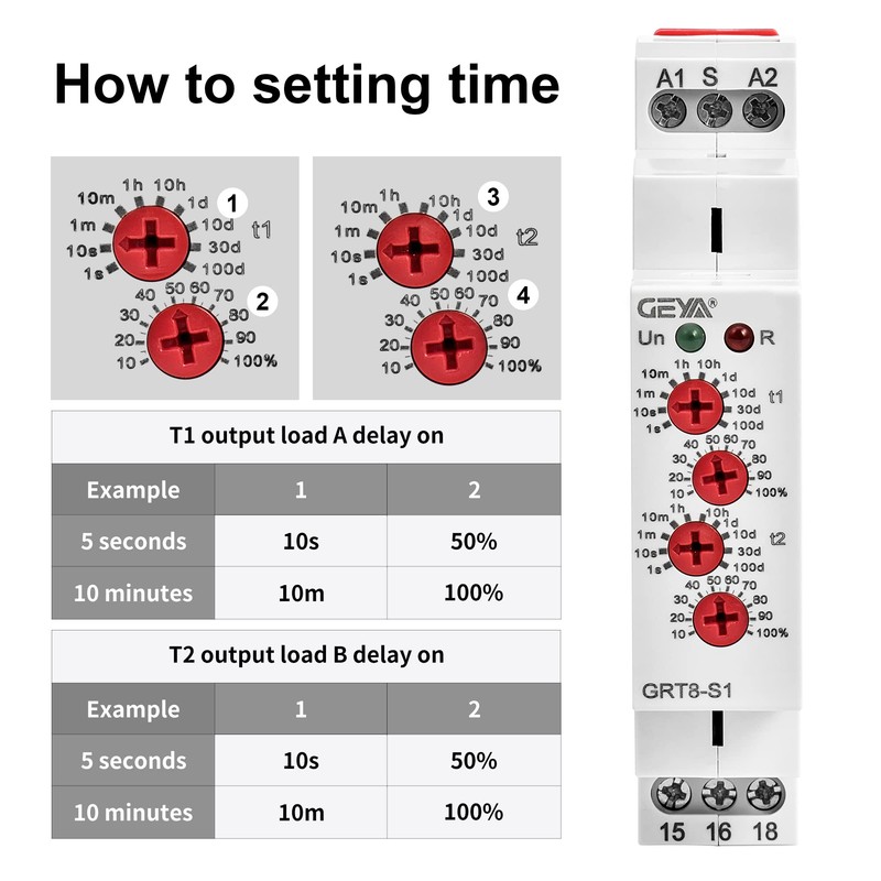 GEYA Asymmetric Cycle Time Relay 2SPDT 16A AC230V Cycler Repeat