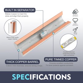 Chanzon 120pcs BN5.5 Non Insulated Butt Connectors Pure Copper 1mm Thickness Terminal for Wire 12-10AWG Gauge Crimp Ferrule Terminals