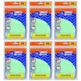 Dr. Fresh Soft Bristle Dental Floss Picks, 100 ct (6 Pack)