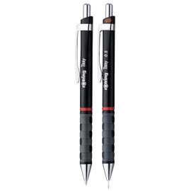 Rotring Tikky Set of Fine Lead Pencil and Ballpoint Pen | Pencil with HB Lead, 0.5 mm | Medium Tip Writing Instrument | Black Barrel | Lightweight with Rubberised Grip