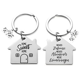 YSBCNK 2 Pcs House Keyring, First Home Keyring for New Homeowners, Housewarming Gift, Moving Gift, New Home Decor