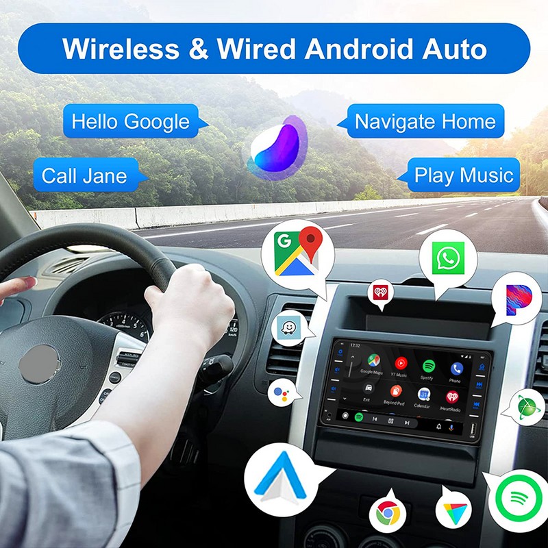 YuanTing 7" Car Stereo Apple Carplay Radio Bluetooth Player For