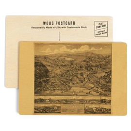 Higganum, Connecticut, Panoramic Map (4x6 Birch Wood Postcards, 2-Pack Stationary, Rustic Home Wall Decor)