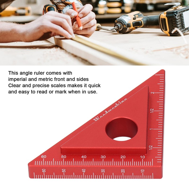 45/90 Degree Aluminum Alloy Angle Ruler High Accuracy DIY Woodworking