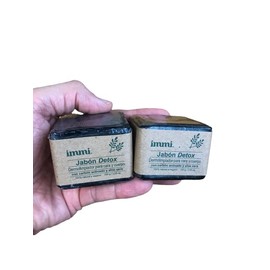 Dos Jabones Detox para Cara y Cuerpo Immi, dermolimpiadores con carbón activado, naturales, veganos y exfoliantes