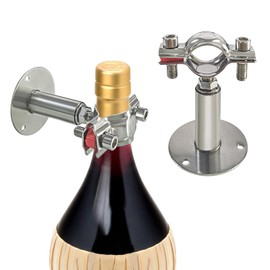 BesFatcn Wall Mounted Single Wine Rack, 2 pcs Metal Wine Holder Adjustable Pipe Support Clamp, Wine Bottle Display Holder for Wine Storage Wall Wine Theme Decor