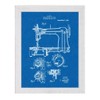 Sewing Machine Patent Art Blueprint Print in a Distressed White
