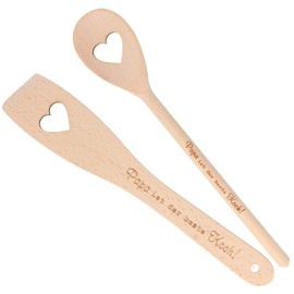 Spruchreif Set of 2 Cooking Spoons / Spatulas "Papa ist der beste Koch!" | Wooden Spatula with Engraving | Gifts for the Family | Wooden Cooking Spoon | Kitchen Aid