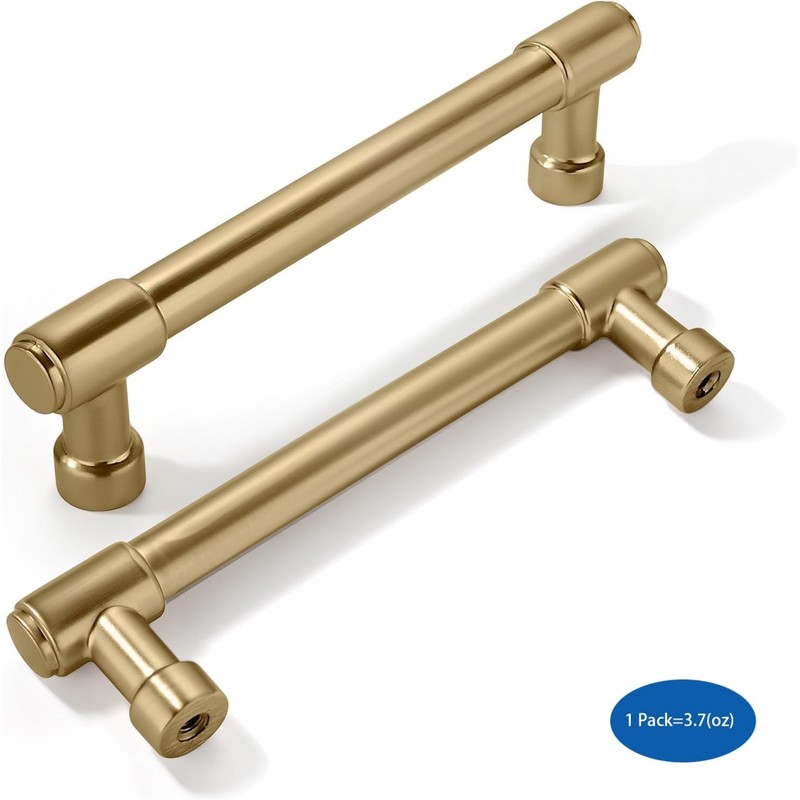 khtumeware 10 Pack 3-1/2 Inch Center to Center Brushed Brass