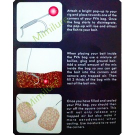 Mimilure PVA Fishing Bait Bags: 100pcs Catfish Fishing Baits Holder for Boilie Rig Carp Fishing Equipment, Medium(8cmx16cm)