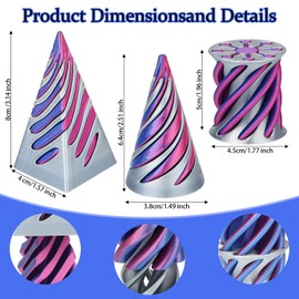 NIXRET Impossible Cone 3Pack, 3D Printed Spiral Cone Fidget Toy Mini Stress Relief Desktop Decorations Toy For Kids Adult Gift (Silver Blue)