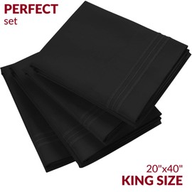 Mellanni Pillow Cases Set - 4 PC Iconic Collection Pillowcases - Hotel Luxury, Extra Soft, Cooling Pillow Covers - Wrinkle, Fade, Stain Resistant (King Size 20" x 40", Black)