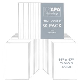 Ilyapa Restaurant Menu Covers 11 x 17 Inch - 30 Pack, Single Page, 2 View Clear Menu Holder Sleeves, Durable PVC Sheet Protector to Cover Inserts