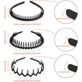 NINFEIQI 3 Pieces Zig Zag Hair Band, Plastic Tooth Hair Comb Headband, Sharks Tooth Hairband for Women Men Teen Girls