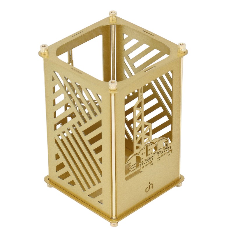 3set Pen Holder Golden Appearance Electroplating Quadrate Educational DIY Assembly