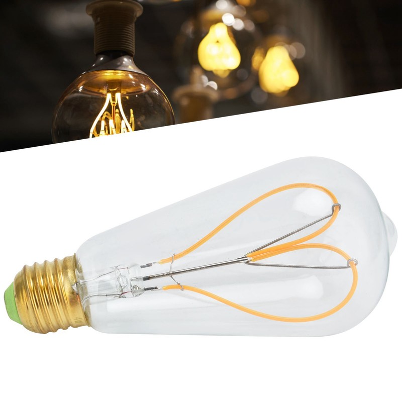 Light Bulb Love Peach Heart Shaped Transparent LED Filament Lamp