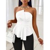 SISKIN Tube Top, Slimming Solid Ruched Asymmetrical Peplum Hem Off