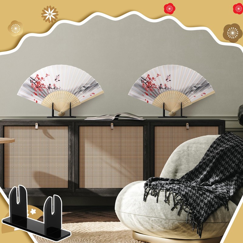 Roowest 2 Pcs Acrylic Fan Display Stand Folding Japanese Chinese