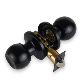 HANDLESTORE® Locking Door Knobs - Entrance, Privacy or Passage with Keys or Thumb Locking - Matt Black (Passage Knob)