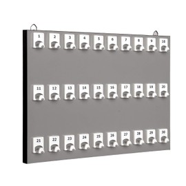 KEYSTAND # 30PGS with 30 Numbered Hooks for Real Estate Offices & Rentals (30 Sets of Tag & Ring Included)