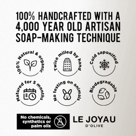 LE JOYAU D'OLIVE Handcrafted Natural Luxury Soap Bar Made of Virgin Olive & Essential Oils - The Gold Selection (Laurel Shangri-La) – Milled Twice and 5 Months Matured – For Face & Body.
