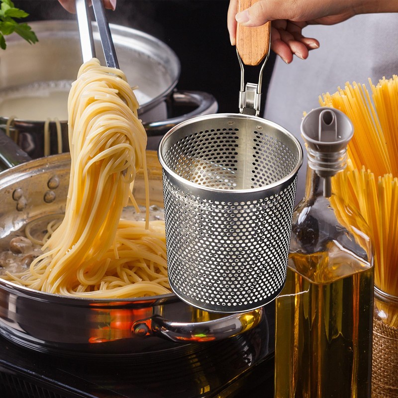 Tessco 4 Pcs Pasta Strainer, 4.7" x 5.2'' Stainless Steel