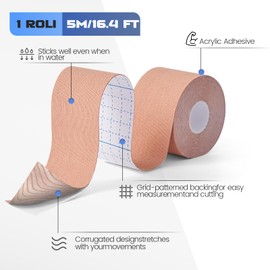 ZVTQ Kinesiology Tape (2 Rolls) - Waterproof, Breathable, Hypoallergenic - Ideal for Muscle Support and Injury Recovery, 2 Inches x 16 Feet (Skin)