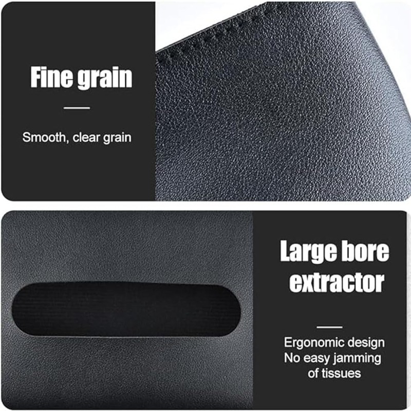Car Visor Tissue Holder, PU Leather Napkin Box, 2-Pack, Black