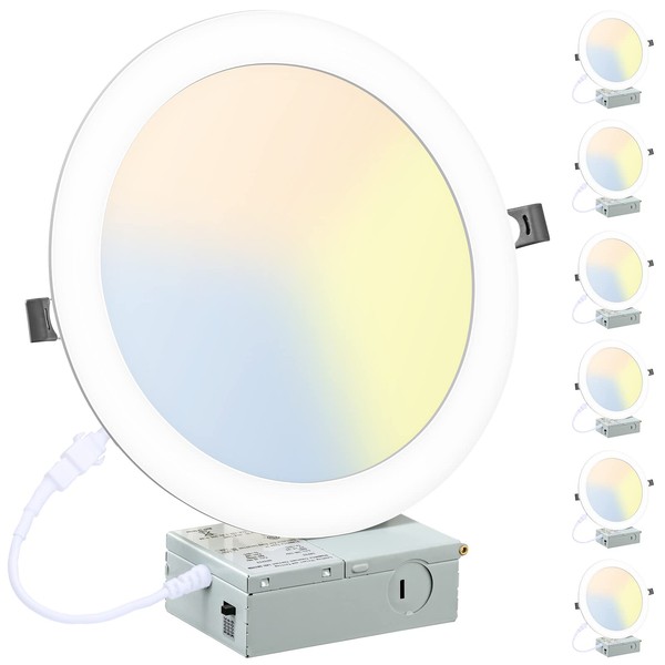 6 Pack 8 Inch LED Recessed Lighting with Junction Box