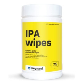 Reynard Health Supplies IPA Surface Disinfection Wipes (Canister) - Cleans Electronics, Sensitive Equipment, Household Items etc - Antibacterial Wipes - 70% Alcohol, White, 42 x 14 cm, 75 Count