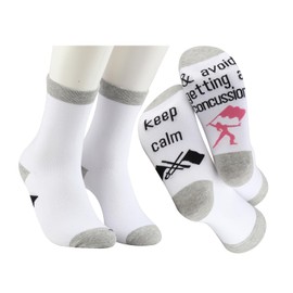 MBMSO 2 Pairs Color Guard Socks Color Guard Gifts for Coach Team Keep Calm and Avoid Getting a Concussion Winter Guard Gift (Cotton, Color Guard Socks)