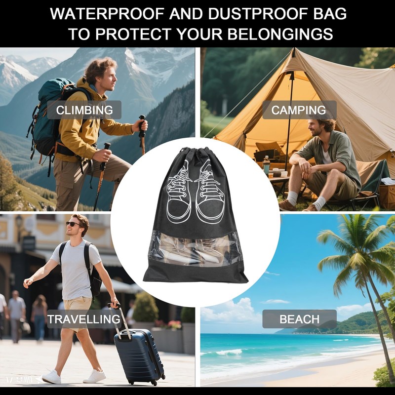 MOAMUN 30 PCS Travel Shoe Bag with Transparent Window, Waterproof