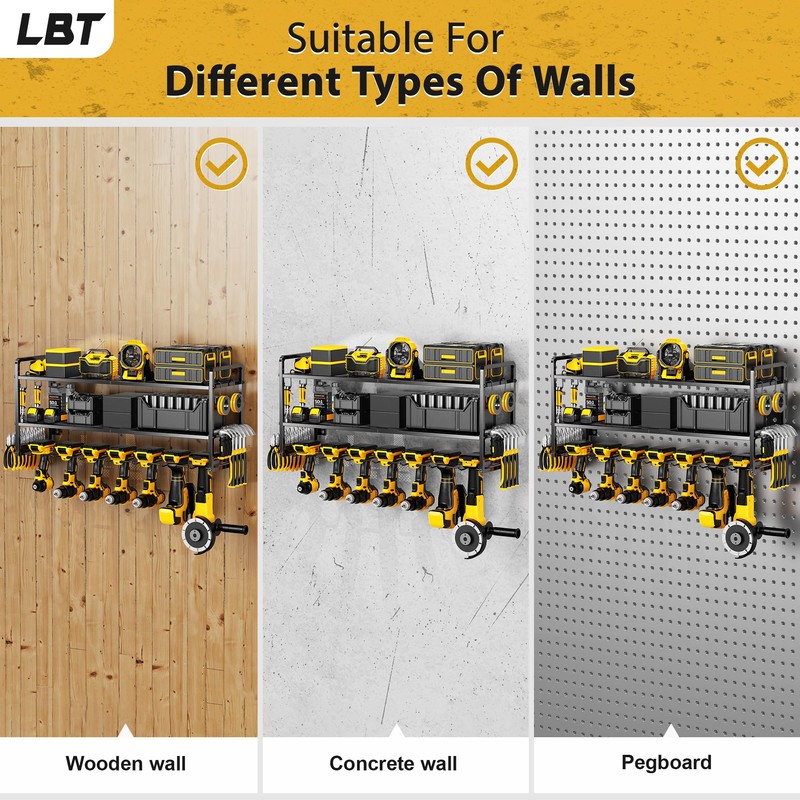 LBT Power Tool Organizer Wall Mount Garage Tool Storage with