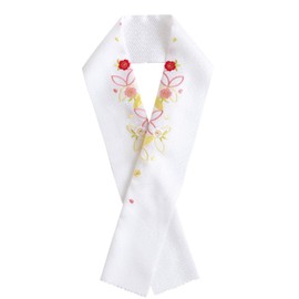 Kyoetsu Shichi-Go-San Half Collar, Embroidered, For Kids, 4 Pieces, For Girls, White × cherry blossom cloisonne
