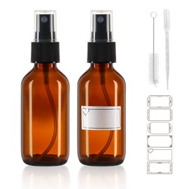 Jaisie.W 2 oz Glass Spray Bottles with Fine Mist Sprayer 2Pack, 60ml Small Amber Glass Spray Bottles 2 oz for Perfumes,Cleaning Products,Pet Spray (2fl.oz, Set of 2)