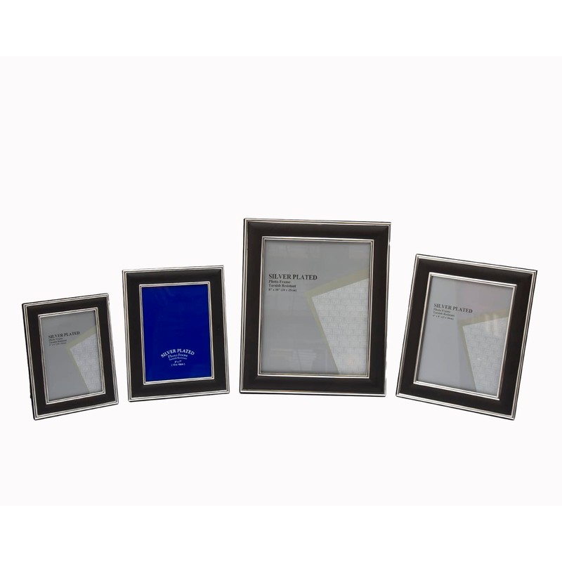 5X7-inch Matt Black and Silver Photo Frame Stands/Hangs Both Ways