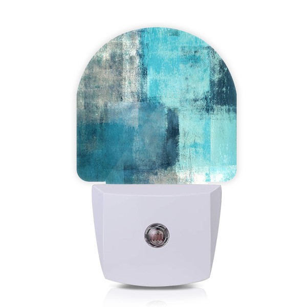 Axxitude Abstract Painting Turquoise Grey Night Lights Plug into Wall
