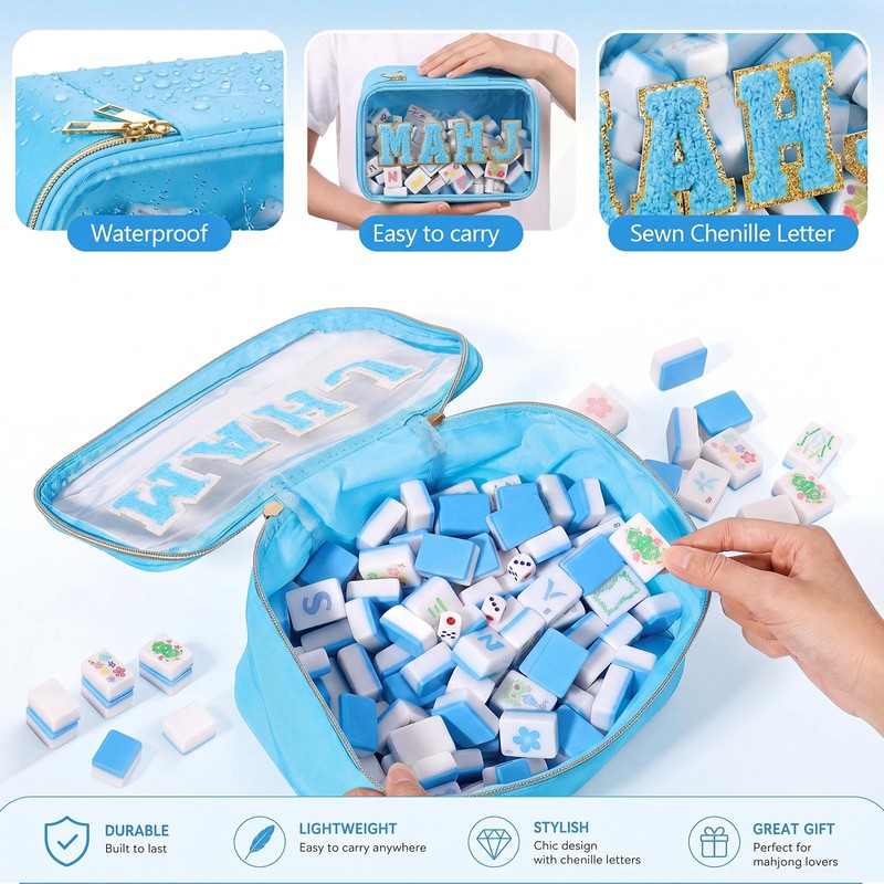 Simgoing American Mahjong Tile Set, 160 Blossom Numbered Engraved Melamine