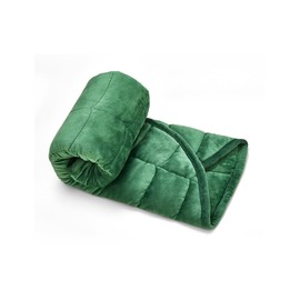 TONGDADA Weighted Lap Blanket 7lbs for Adult,Perfect for Relaxation, Lounging, Napping, Sleeping & Travel,Luxury Minky Weighted Body Blanket,Weighted Throw Blanket-Dark Green Minky, 29" x 24"