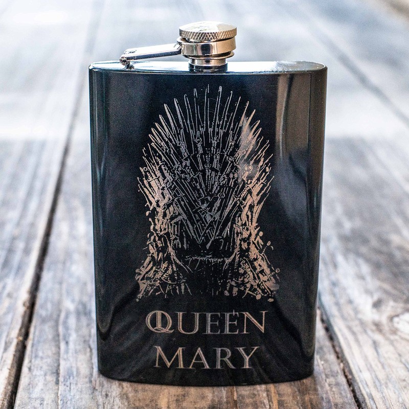 8oz BLACK Customizable Queen of Thrones Flask L1