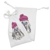 Ambesonne Indie Fabric Pouch Set of 2, Lion Bichon Lowchen