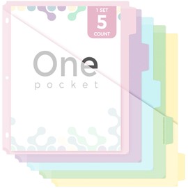 SKYDUE Binder Dividers with Tabs and Pockets – 5-Pack for 3-Ring Binders, Writable Tabs, Durable & Tear-Resistant, Pink
